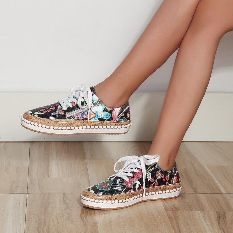Women's Elegant Floral Flat Sneakers