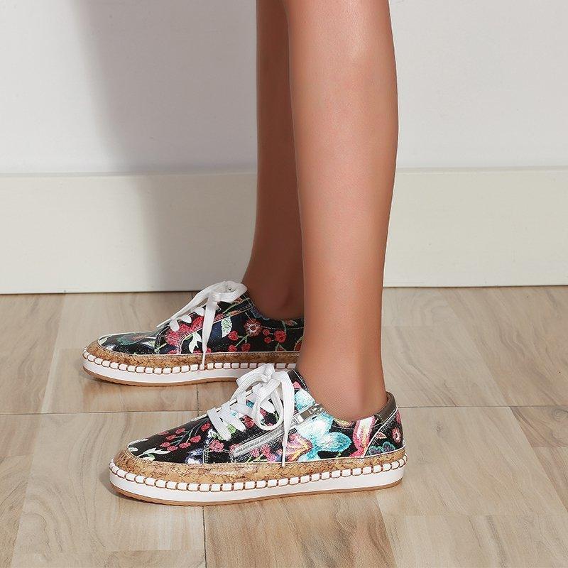 Women's Elegant Floral Flat Sneakers