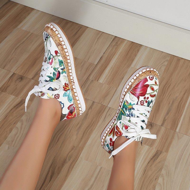 Women's Elegant Floral Flat Sneakers