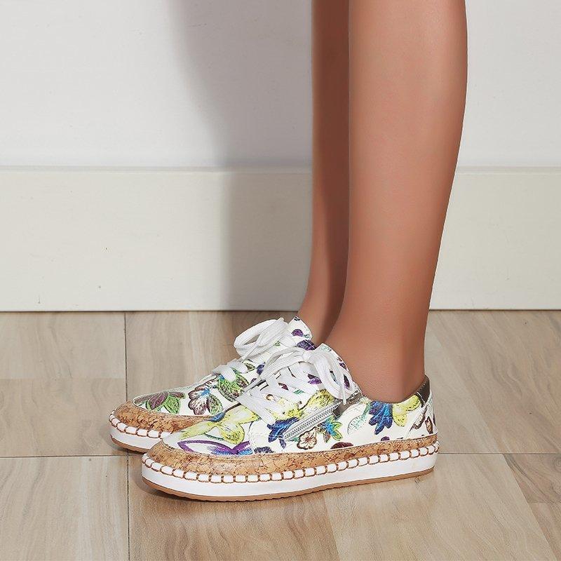 Women's Elegant Floral Flat Sneakers