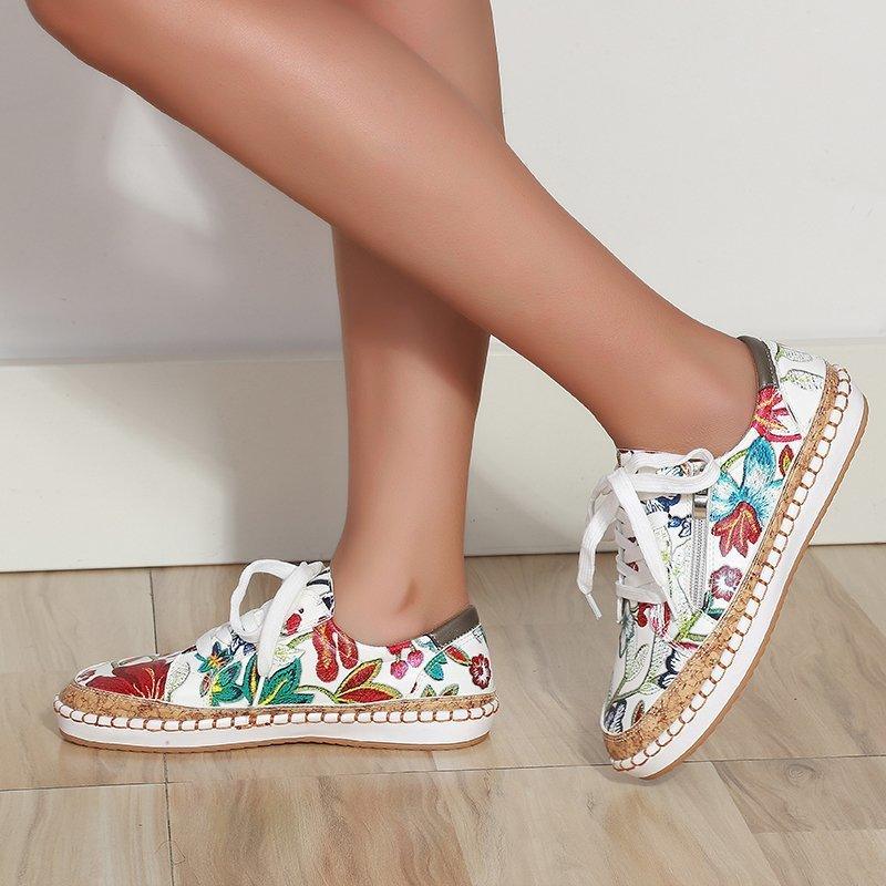 Women's Elegant Floral Flat Sneakers