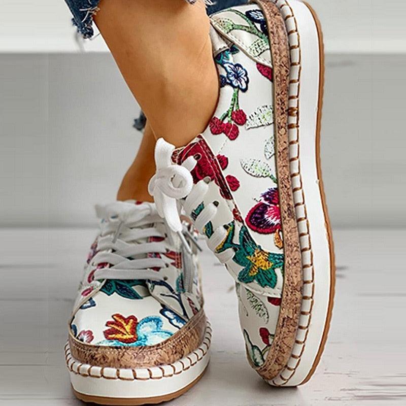 Women's Elegant Floral Flat Sneakers