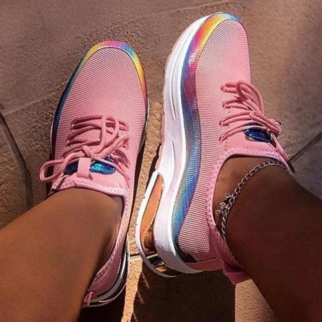 Women's Colorful Mesh Lace-Up Sneakers