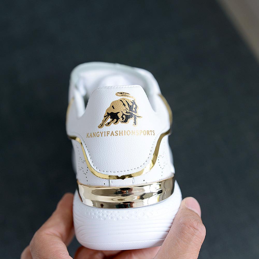 Women's White Thick-Sole Lace-Up Sneakers