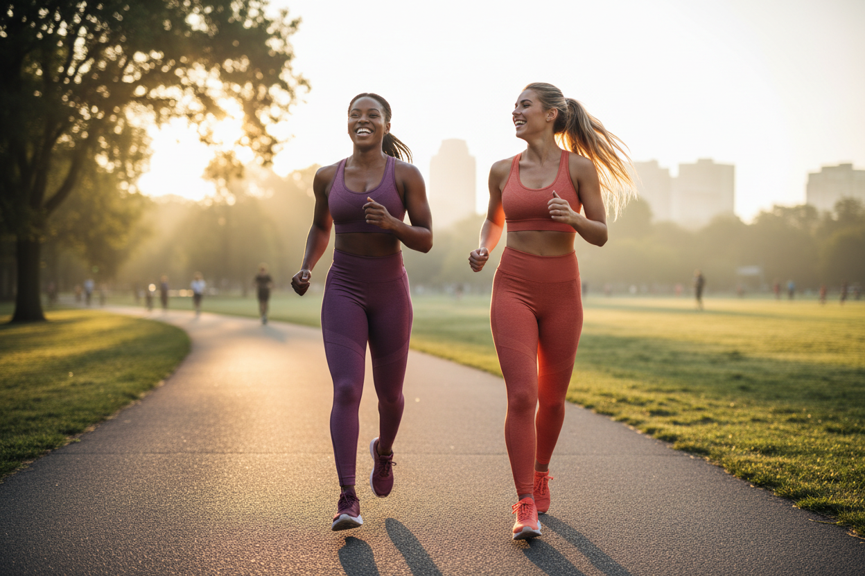 Women jogging in park